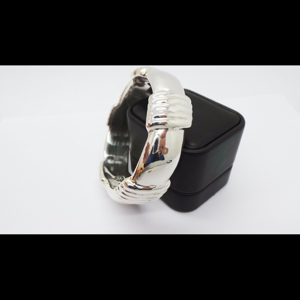 925 Sterling Silver Big Solid Bangle Bracelet - image 2